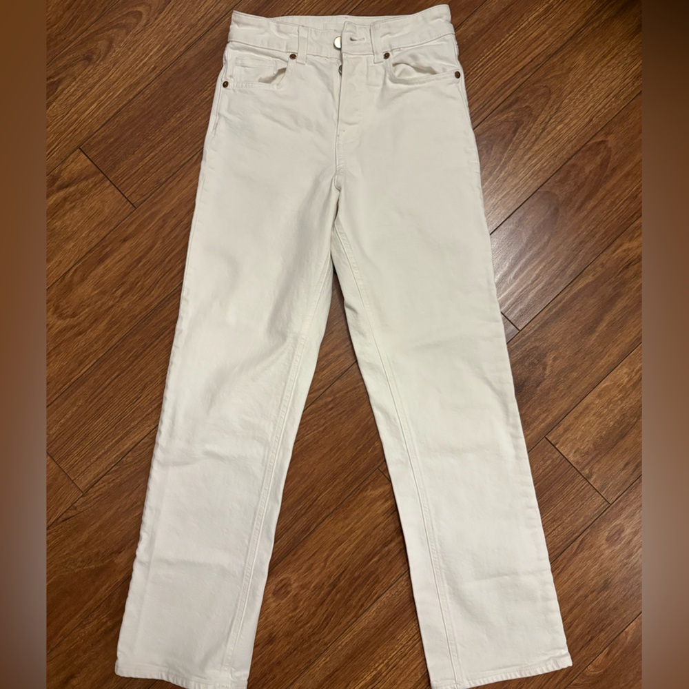 H&M Cream Straight Ankle jeans